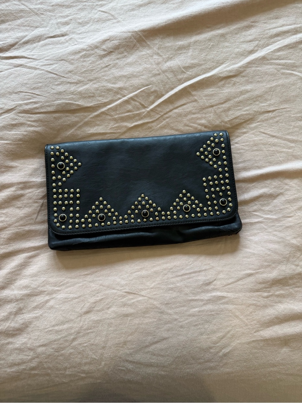 Big Buddha Black Clutch with Gold Stud Accents